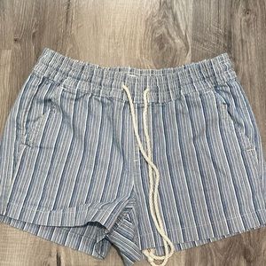 Loft Blue Striped Drawstring Shorts